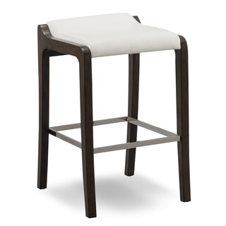 Fastback Wood Bar-height Stool with Faux-leather Seat (Set of 2) by KD Furnishings