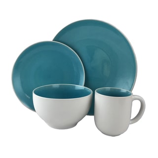 Gibson Serenity Turquoise Stoneware 16-piece Dinnerware Set (Service for 4)