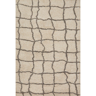 Hand-tufted Xander Sand/ Taupe Moroccan Trellis Shag Rug (2'3 x 3'9)