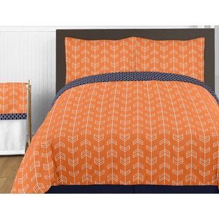 Sweet Jojo Designs Orange and Navy Blue Arrow 4-piece Twin Comforter Set