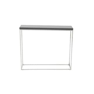 Euro Style Teresa Grey Lacquer and Polished Stainless Steel Console Table