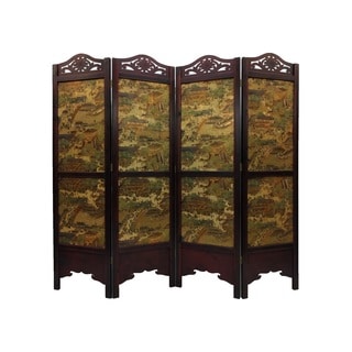 Vintage Ancient City-style Wood 6' Tall Extra-wide Room Divider Screen