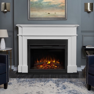 Harlan White Finish 55.13 in. L x 13.5 in. D x 44.13 in. H Electric Grand Fireplace by Real Flame