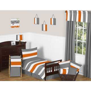 Sweet Jojo Designs Grey and Orange Stripe Toddler 5-piece Comforter Set