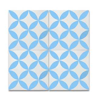 Amlo Blue and White handmade cement Moroccan tile, 8 Inch X 8 inch floor & wall tile (pack of 12)