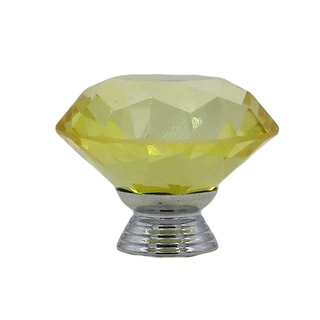 Yellow Crystal Glass Diamond Shape 40mm Drawer, Door, Cabinet or Dresser Knob Pulls (Pack of 6)