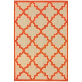 Style Haven Quatrafoil Lattice Sand/Orange Polypropylene Indoor/Outdoor Rug (7'10 x 10'10)