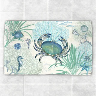 Laural Home 'Blue Creature of the Sea' Multicolor Polyester Accent Rug (4' x 6')