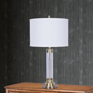 5129AB 28 inch Antique Brass Metal & Clear Glass Table Lamp