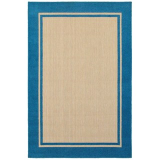 Simply Borders Sand/Blue Indoor/Outdoor Rug (3'10 x 5'5)