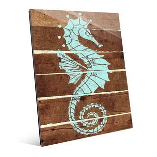 Seahorse Planks Green Acrylic Wall Art