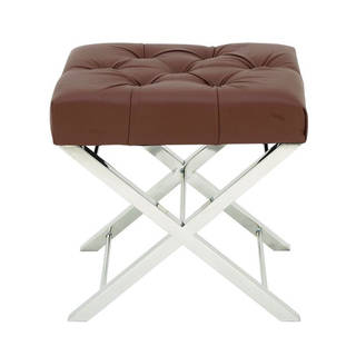 Classic Stainless Steel Tufted Leather Stool