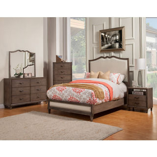 Alpine Charlston Panel Bed with Upholstered Headboard and Footboard