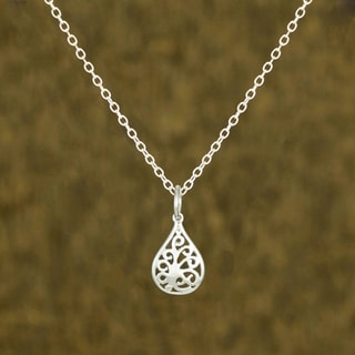 Jewelry by Dawn Small Filigree Teardrop Sterling Silver Necklace
