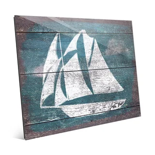 Sails and Seas' Teal Glass Wall Art