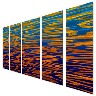 Steve Heriot Orange Waves Metal Wall Art