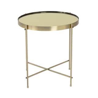 Euro Style Trinity Round Mirror0top Brushed-brass Side Table