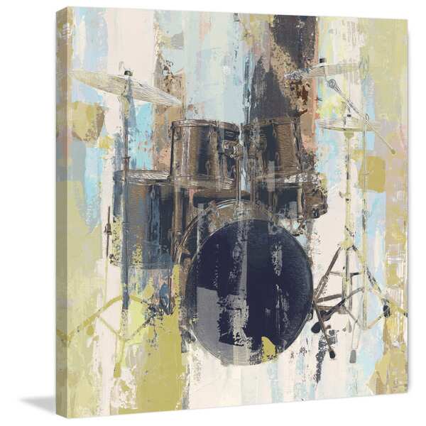slide 2 of 7, Marmont Hill - Handmade Bluebird Drum Print on Wrapped Canvas