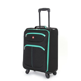 SwissGear Black/Green 20-inch Lightweight Carry-on Spinner Suitcase
