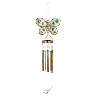 Benzara Charming Gold Metal Butterfly Wind Chime