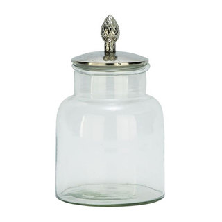 Benzara Pretty Glass Aluminum Jar