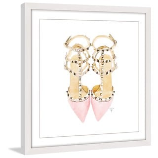 Marmont Hill - 'Pink Jeweled Pumps' Framed Painting Print