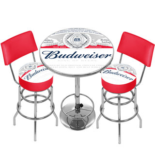 Budweiser Label Game Room Combo - 2 Stools w/Back & Table