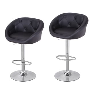 Adeco Chrome and Leatherette Button-tufted Swivel Adjustable Chair