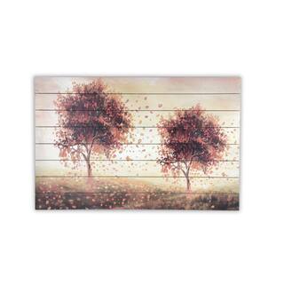 'Amber Trees' Multicolor Wood Wall Art