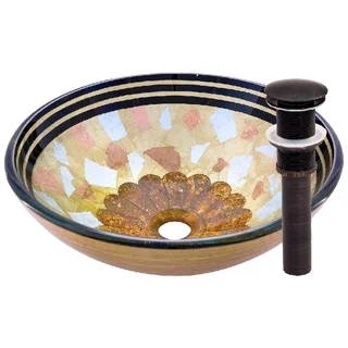Novatto Celebrazione Oil-rubbed Bronze Brass and Glass Vessel Bathroom Sink Pack