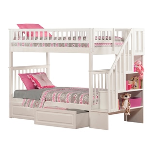 Woodland White Twin-over-twin Staircase Bunk Bed with Bed Drawers