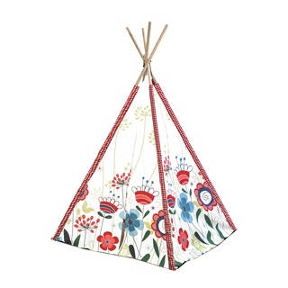 Kids' Floral Canvas Play Teepee Tent