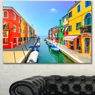 Colorful Burano Island Canal Venice - Extra Large Landscape Canvas Art