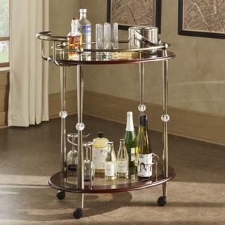 Metropolitan Brown Gold Metal Mobile Bar Cart with Glass Top by INSPIRE Q