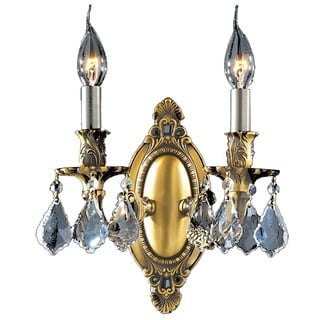 French Palace Collection 2 Light Antique Bronze Finish Crystal Candle Wall Sconce Cast Brass 9" W x 10.5" H Medium