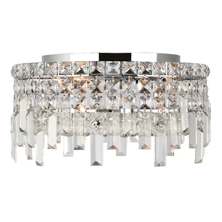 Glam Art Deco Style Collection 4 Light Chrome Finish Crystal Flush Mount Ceiling Light 14-inch Round Medium