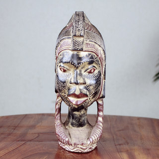 Handcrafted Sese Wood 'Woman Warrior' Sculpture (Ghana)