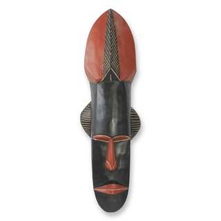 Handcrafted Sese Wood 'Wisdom' African Wall Mask (Ghana)