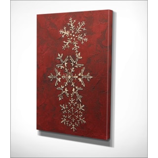 Jane Carroll 'Snowflakes on Red I' Gallery Wrapped Canvas Wall Art