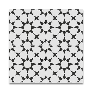 Medina Black and White Handmade Cement Moroccan Tile, 8 Inch x 8 inch Floor/Wall Tile (pack of 12)