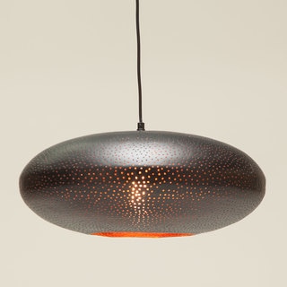 Aides Copper/Black-finish Metal 18-inch Diameter x 7-inch High Perforated-shade Pendant Light Fixture