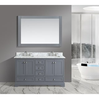 Urban Furnishing Jocelyn White Italian Carrara Marble 60-inch Bathroom Sink Vanity Set