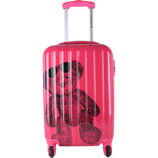 Lulu Castagnette Teddy Bear Pink 24-inch Hardside Spinner Upright Suitcase