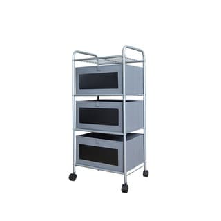 Grey and Black 3-Drawer Chalkboard Front Cart