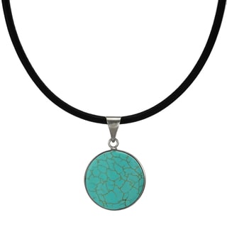 Jewelry by Dawn Round Turquoise Magnesite Greek Leather Cord Necklace
