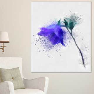 Designart 'Blue Flower Stem with Color Splashes' Extra Large Floral Canvas Art