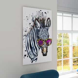 Designart 'Funny Zebra Watercolor' Extra Large Animal Artwork