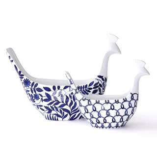 DwellStudio Havet White/ Blue Porcelain Bowl