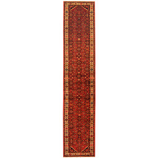 Herat Oriental Persian Hand-knotted Tribal Hamadan Wool Runner (2'8 x 13'3)