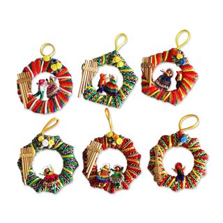Set of 6 Musical Wreath Ornaments (Peru)
